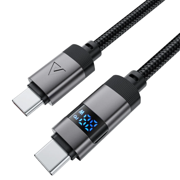 Daten- und Ladekabel USB-C - USB-C Acefast C15-03 Display, 60W, 1.2m, Schwarz
