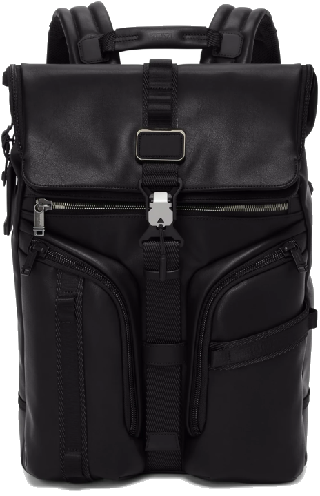 Tumi Alpha Bravo Surveillance Rolltop Rucksack aus Leder Black