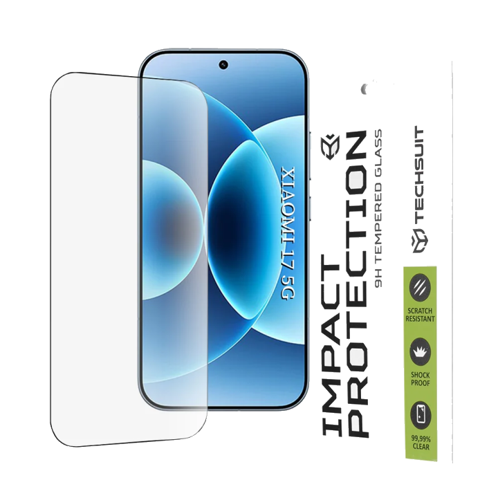 Displayschutzfolie Techsuit für Xiaomi 17, Gehärtetes Glas, Vollkleber, 111D, Schwarz