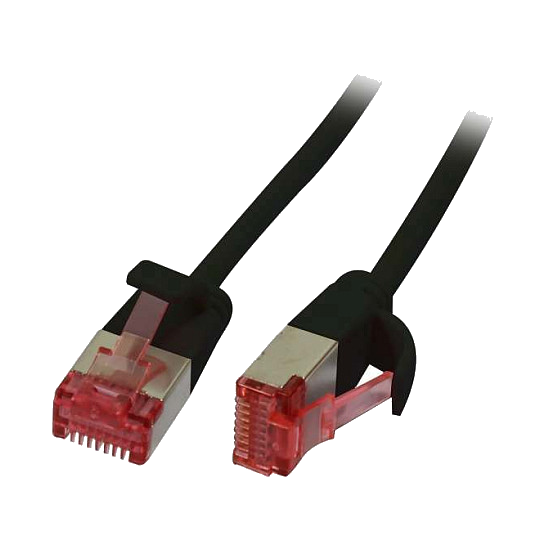 Synergy21 Patchkabel RJ45, CAT6 250Mhz, 0,5m schwarz, U/FTP, slimline rund d=3,6mm,