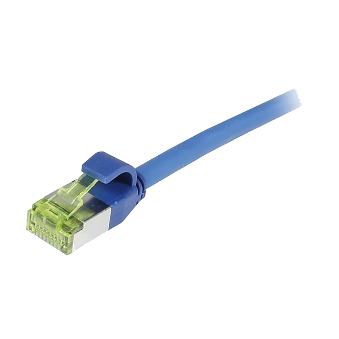 Synergy21 Patchkabel RJ45, CAT6A 500Mhz, 0,25m, blau, S-STP(S/FTP), slimline rund d=4,5mm, TPE/LSZH(Superflex), AWG28, mit CAT7 Rohkabel,