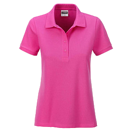 JAMES & NICHOLSON Damen Poloshirt Basic Bio BW, pink, XL