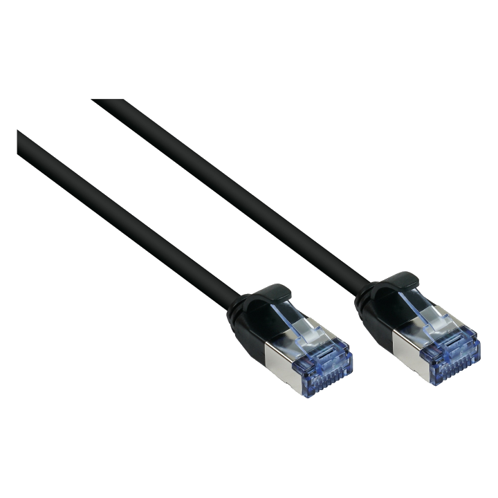 RNS® Patchkabel SlimLine, Cat.6A, U/FTP, PiMF, halogenfrei (LSZH), 500MHz, CU, schwarz, 1m, Good Connections®