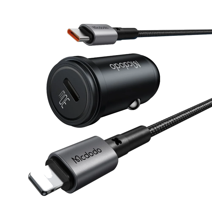Auto-Ladegerät mit Lightning-Kabel McDodo CC-7492 Obsidian, 30W, 3A, 1 x USB-C, Schwarz