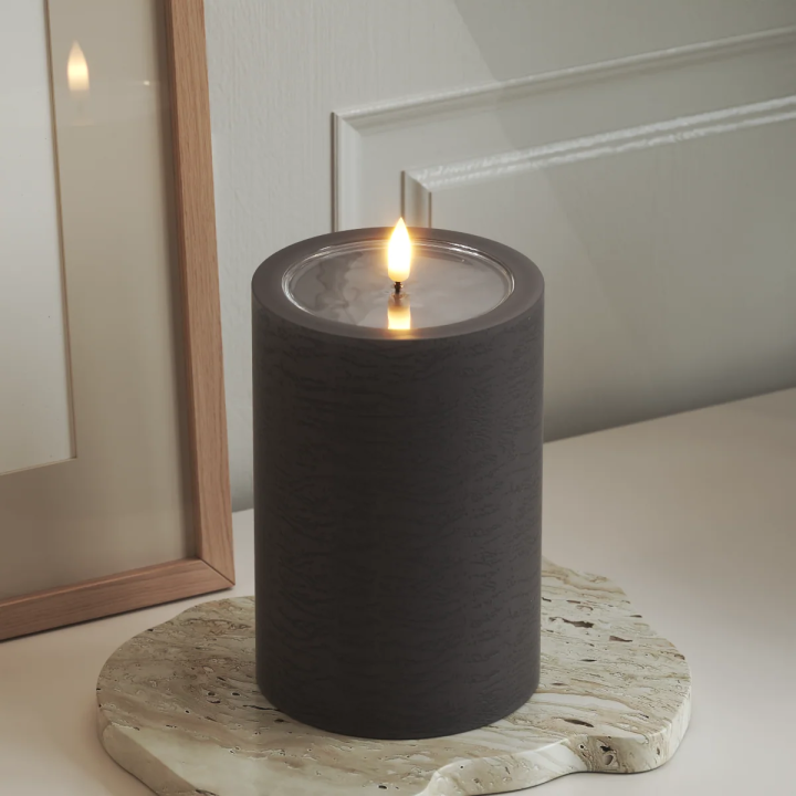 Unique LED-Blockkerzen D 10 x 15 cm Mokka