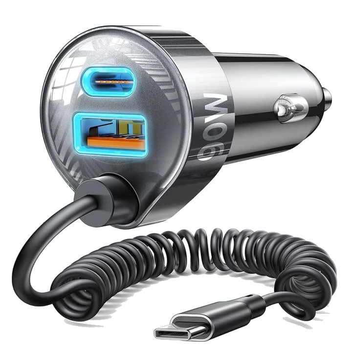 Auto-Ladegerät mit USB-C Kabel Lisen, 90W, 3A, 1 x USB-A - 1 x USB-C, Schwarz YL0223120020
