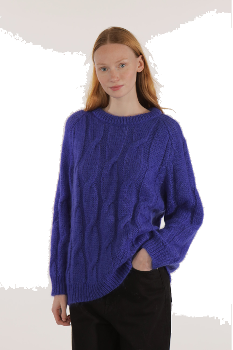 Mohair Zopfmuster-Pullover Modell: Iroise