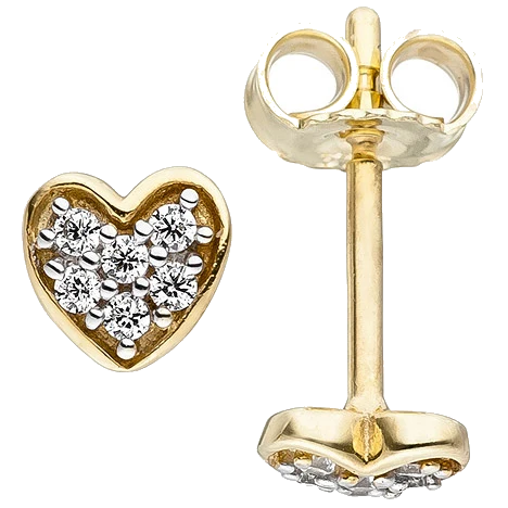Kinder Ohrstecker Herz 375 Gold Gelbgold 12 Zirkonia Herzohrstecker Ohrringe