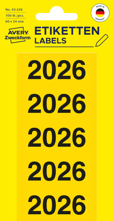 AVERY Zweckform Ordner-Inhaltsschild , 2026, , 60x26 mm, gelb
