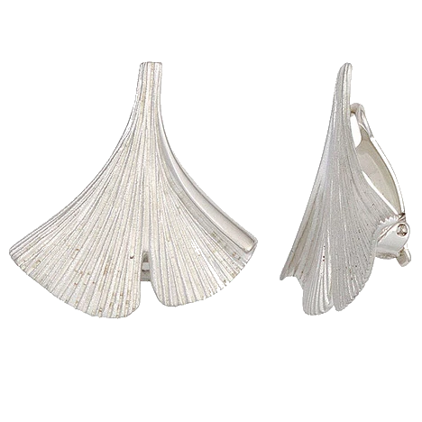 Ohrclips Ginko Gingko 925 Sterling Silber mattiert Handarbeit Ohrringe Clips