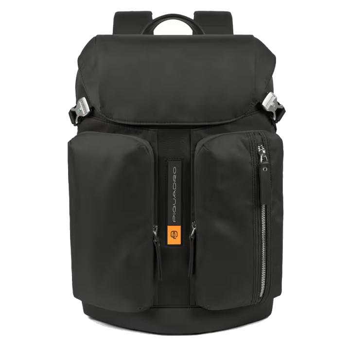Piquadro PQ-Bios Laptoprucksack 15,6", Überschlag und zwei Fronttaschen schwarz