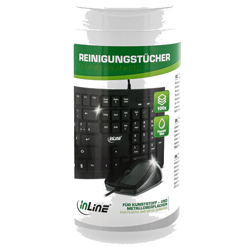 InLine® Reinigungstücher, feuchte Computerreinigungstücher, 100 Stück