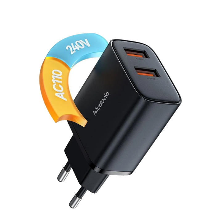 Netzladegerät McDodo CH-5070 Beryllium, 12W, 2.4A, 2 x USB-A, Schwarz