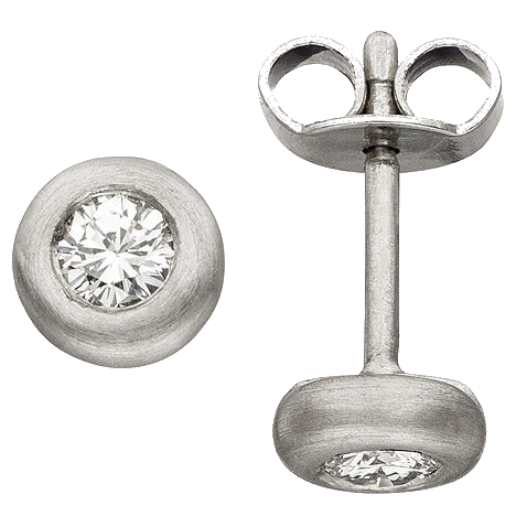 Ohrstecker 950 Platin matt 2 Diamanten Brillanten Ohrringe Platinohrringe