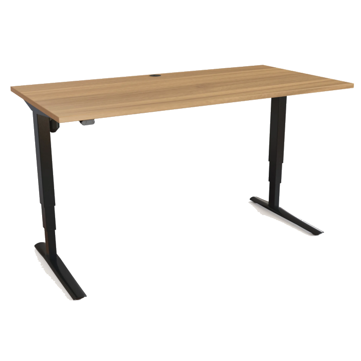 Rechteck-Schreibtisch, höhenverstellbar, L-Fuß, Höhe 62 – 130 cm, RAL 9004 Signalschwarz