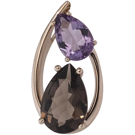 Anhänger 585 Gold Rotgold 1 Rauchquarz 1 Amethyst violett lila Goldanhänger