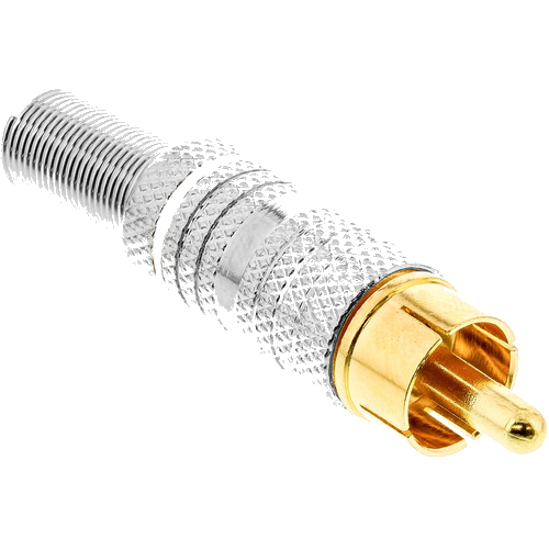 InLine® Cinchstecker Lötversion, Metall silber, Ring weiß, für 6mm Kabel