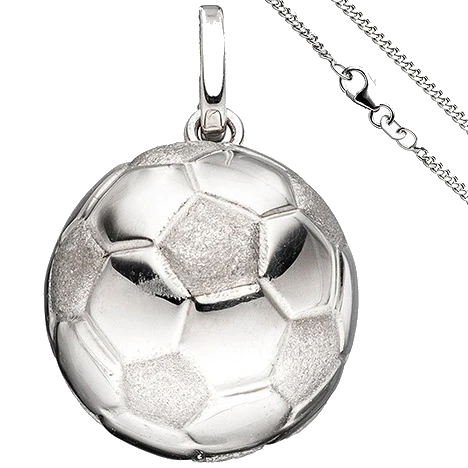 Kinder Anhänger Fußball 925 Silber Fußballanhänger mit Kette 38 cm