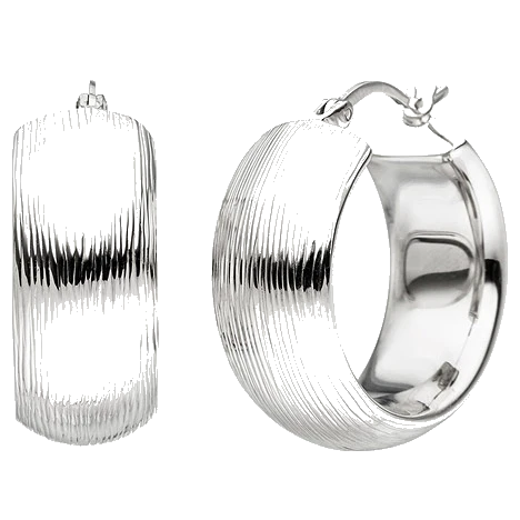 Creolen breit 925 Sterling Silber mit Struktur Ohrringe Silbercreolen