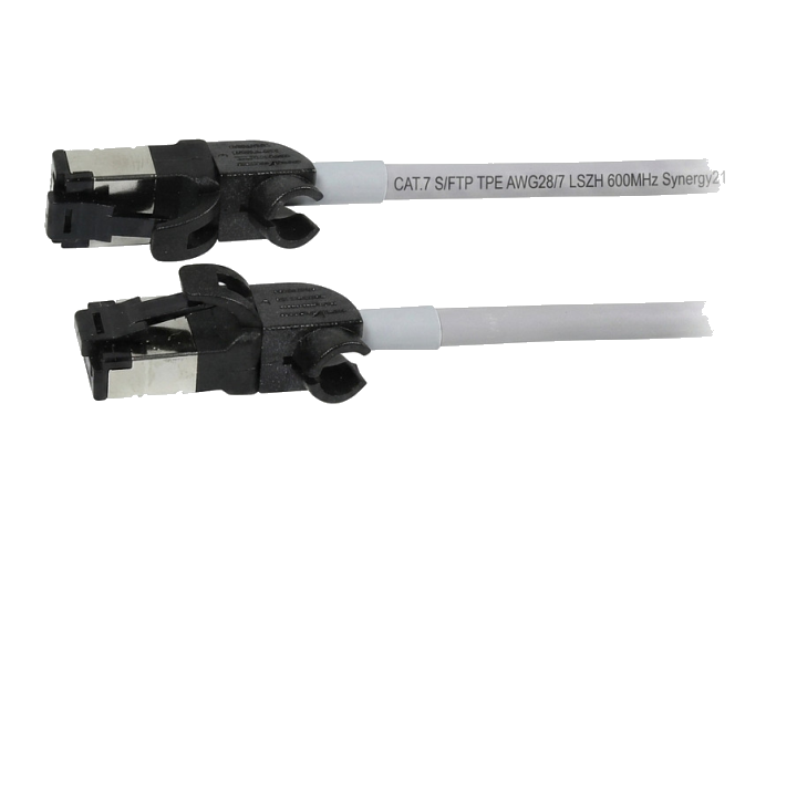Synergy21 Patchkabel RJ45, CAT6A 500Mhz, 0,25m, grau, S/FTP, slimline rund d=4,5mm, TPE/LSZH(Superflex), AWG28, mit CAT7 Rohk., drehbarer Stecker,