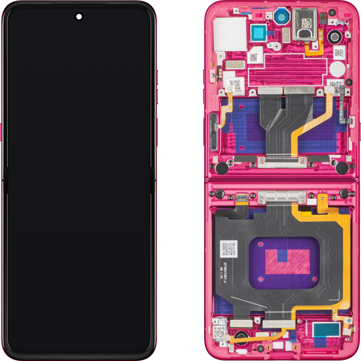 Display mit Touchscreen Motorola Razr 60 Ultra, mit Rahmen, Unter Inner, Magenta (Pantone Cabaret), Service Pack 5D68C29902