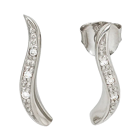 Ohrstecker 925 Sterling Silber rhodiniert 6 Zirkonia Ohrringe Silberohrstecker