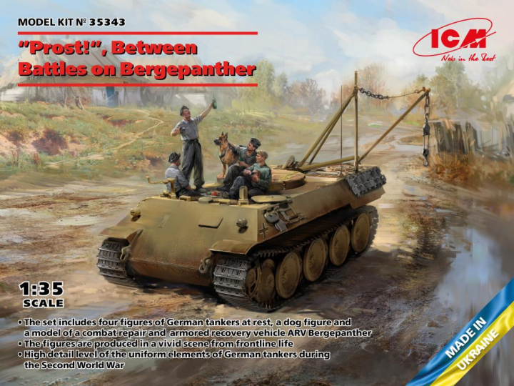 Prost! Between Battles on Bergepanther (WWII German Tankmen with Bergepanther)