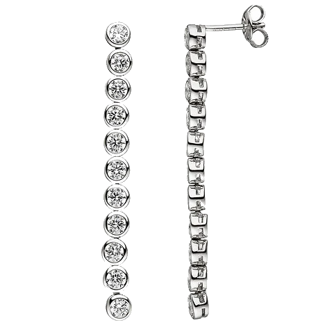 Ohrhänger lang 925 Silber 22 Zirkonia Ohrringe Ohrstecker Silberohrringe