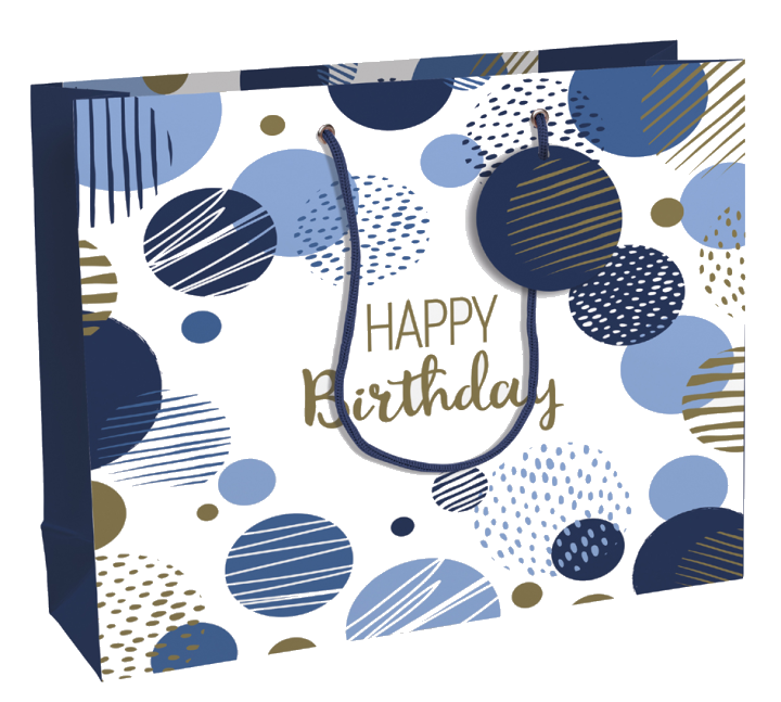Clairefontaine Geschenktüte , Happy Birthday blau, , groß