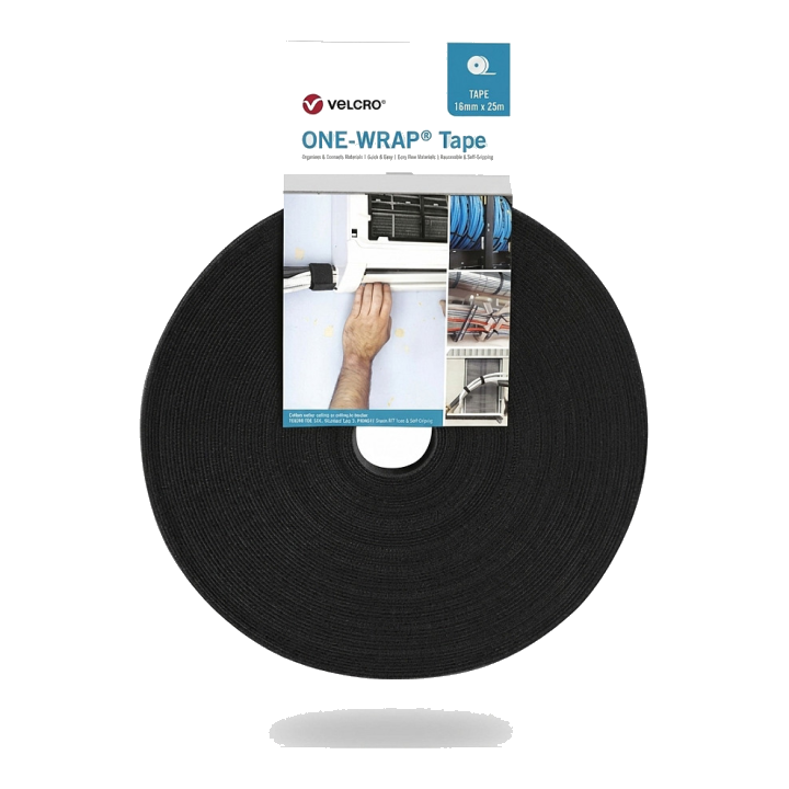 VELCRO ONE-WRAP Kabelflachverleger schwarz, einfach, 16 x 70 mm