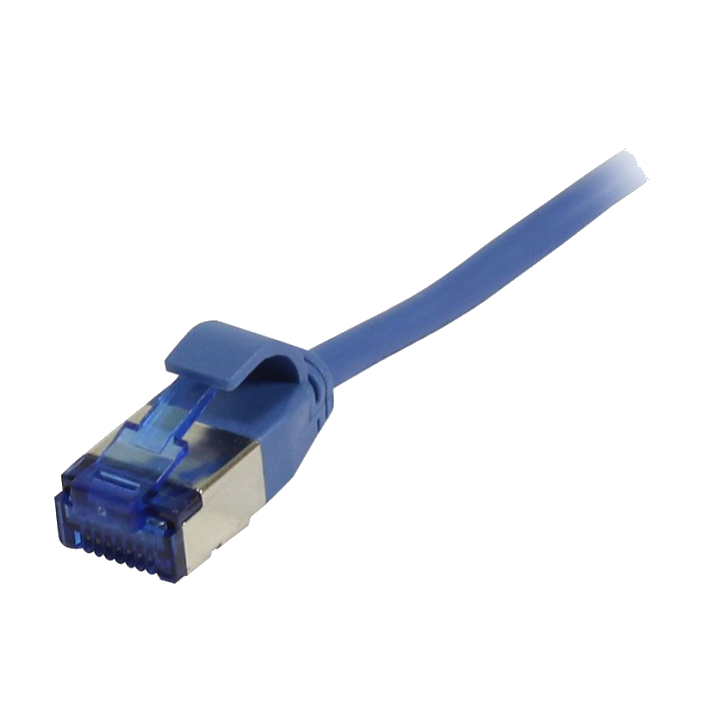 Synergy21 Patchkabel RJ45, CAT6A 500Mhz, 0,25m, blau, U/FTP, slimline rund d=3,8mm, TPE(Superflex), AWG32,