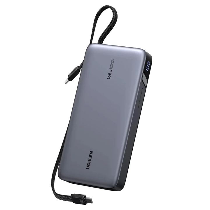 Externe Batterie UGREEN PB552 (55995B), 25000mAh, 165W, QC + PD, 1 x USB-A - 3 x USB-C, Grau