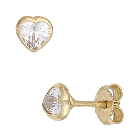 Ohrstecker Herz Herzen 333 Gold Gelbgold 2 Zirkonia Ohrringe Goldohrstecker