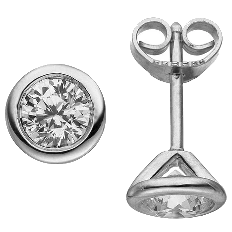 Ohrstecker rund 585 Gold Weißgold 2 Diamanten Brillanten 1 00 ct. Ohrringe