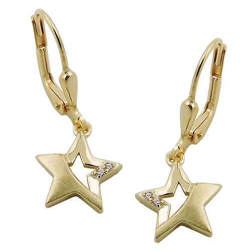 Ohrringe Brisur Stern mit Zirkonia Gold 375