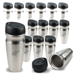 Edelstahl-Isolierbecher-Set, 24-tlg., Inkl. Gravur, 460 ml, silber/schwarz