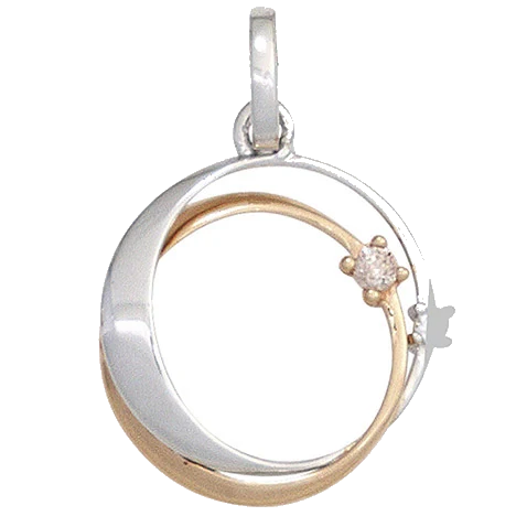Anhänger 585 Gold Weißgold Rotgold bicolor 2 Diamanten Brillanten Goldanhänger