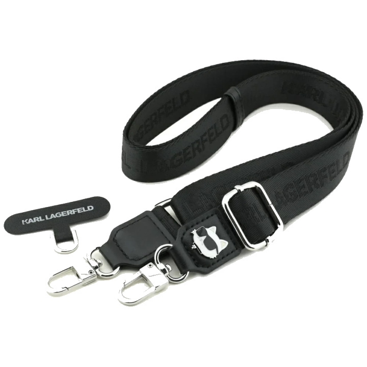 Karl Lagerfeld Choupette Metall-Logo Telefonkordel, Schwarz