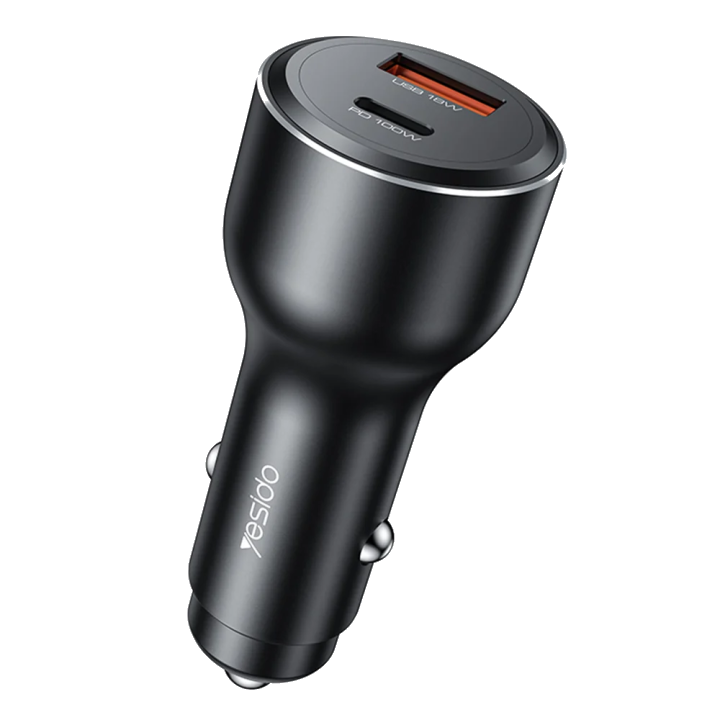 Auto-Ladegerät Yesido Y65, 100W, 5A, 1 x USB-A - 1 x USB-C, Schwarz