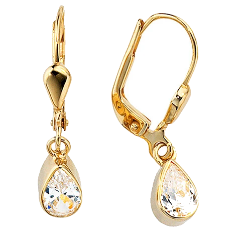Boutons Tropfen 333 Gold Gelbgold 2 Zirkonia Ohrringe Ohrhänger Goldohrringe