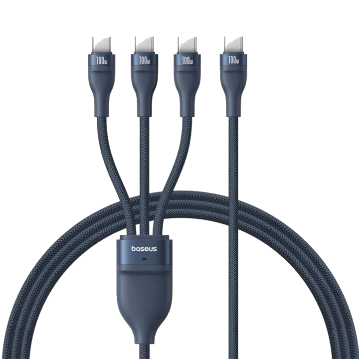 USB-C Ladekabel - 3 x USB-C Baseus Flash Series III 3in1, 100W, 1,5m, Blau P10377503321-00