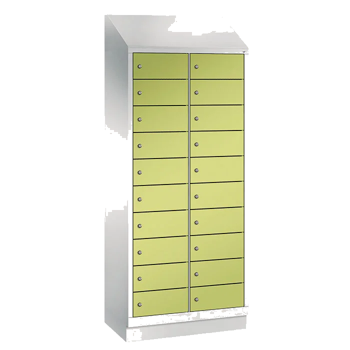 Laptopschrank Evolo mit Schrägdach und 20 Fächern, Sicherheits-Drehriegel