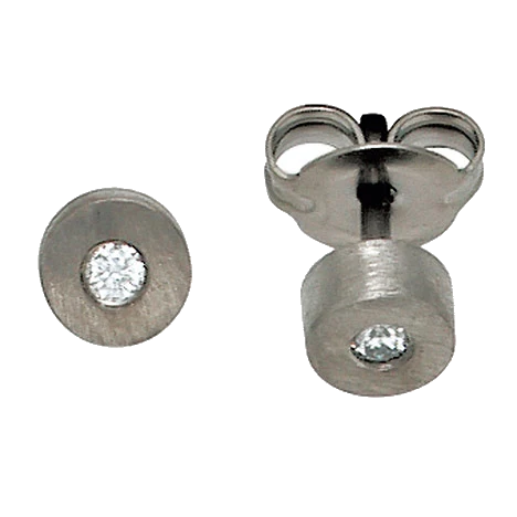 Ohrstecker Titan mattiert 2 Diamanten Brillanten 0 06ct. Ohrringe