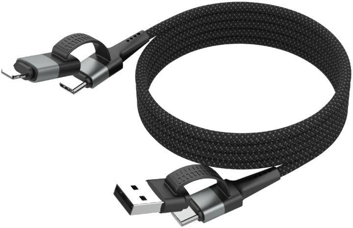 ANSMANN Magnetisches 4in1 Daten- & Ladekabel, 1,2 m, schwarz