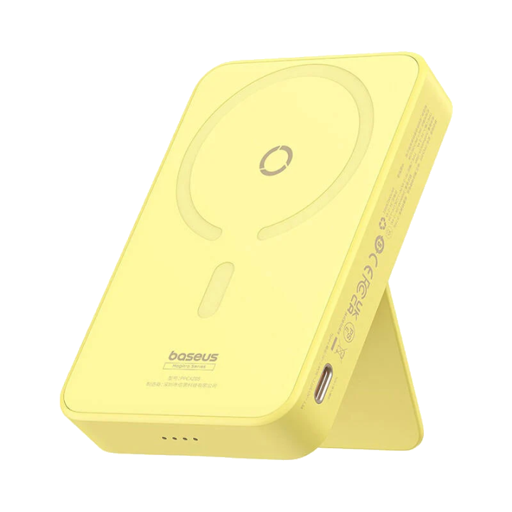 Externer Wireless-Akku Baseus MagPro PPCXZ05, 5000mAh, 20W, PD + FQI, 1 x QI - 1 x USB-C, Gelb P10064101Y23-00