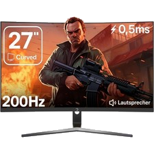 GAMEPOWER T50 27 zoll Curved Gaming Monitor FullHD 200hz 0,5ms HDMI Lautsprecher