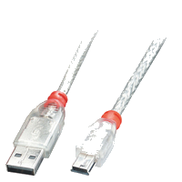 Lindy 41782 USB Kabel USB 2.0 1 m USB A Mini-USB B Transparent
