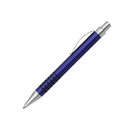 Druckkugelschreiber Porto, blaue Mine, Blau-Metallic