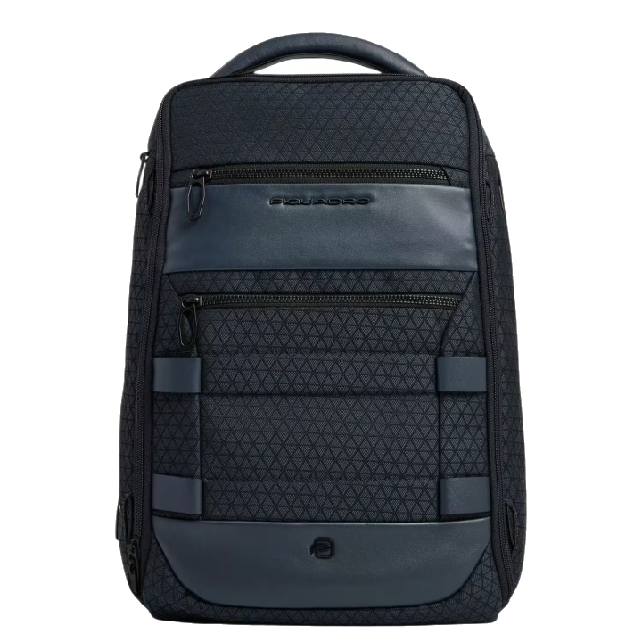 Piquadro Hexagon Modularer Reise-Laptop-Rucksack aus recyceltem Stoff und Leder