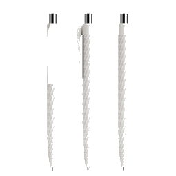 prodir® Druckkugelschreiber QS01 PMP Push, blaue Mine, weiß/silber poliert